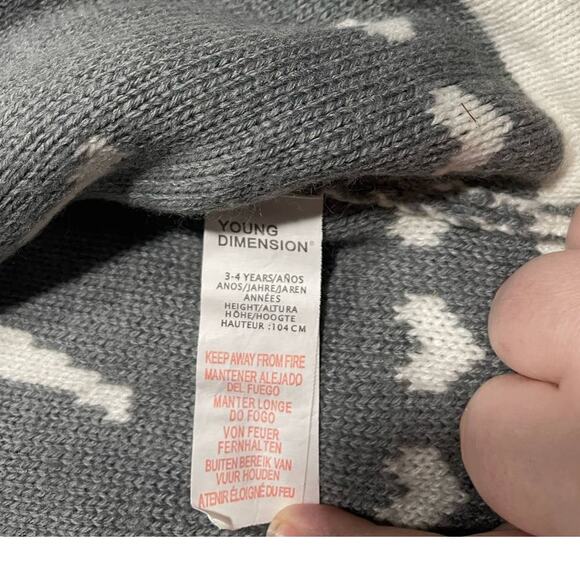 Young Dimension Hooded Cardigan Sweater Girls Sz 3-4 White Gray *TIny Flaw - Picture 8 of 10
